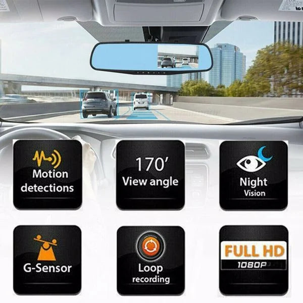 Bornmio 1080P  Rearview Mirror Car  Dual Dash Cam Camera Front Rear Video Recorder