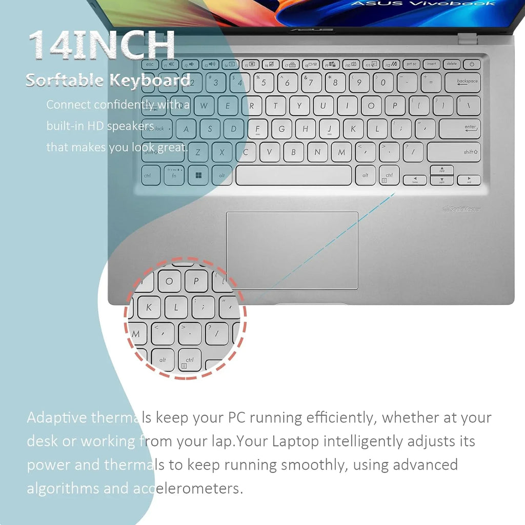 Vivobook 14" Laptop for Students Business, Intel Core i3-1115G4, 16GB , 512GB , Intel  Graphics 770, Wi-Fi 5, Bluetooth, Webcam, Windows 11 Home in  Mode