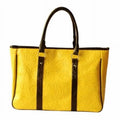Bohemia Carved Patterns - Yellow Leatherette Satchel Bag Handbag Purse  Yellow
