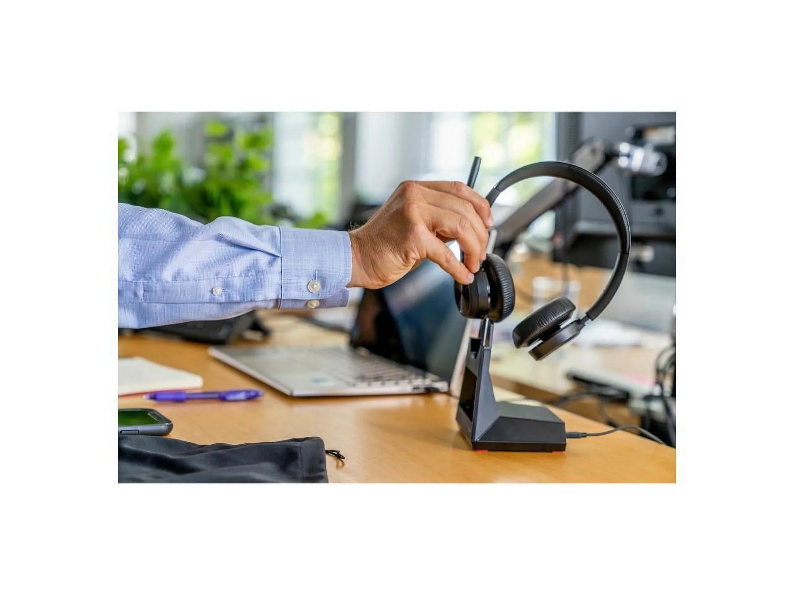 Poly Voyager 4320 - Headset - Siri, Google Assistant - Stereo, Mono -  Type ,  Type  - Wireless - Bluetooth - 300 ft - 20 Hz - 20 kHz - On-ear - Binaural - Ear-cup - 4.92 ft Cable - Ele...