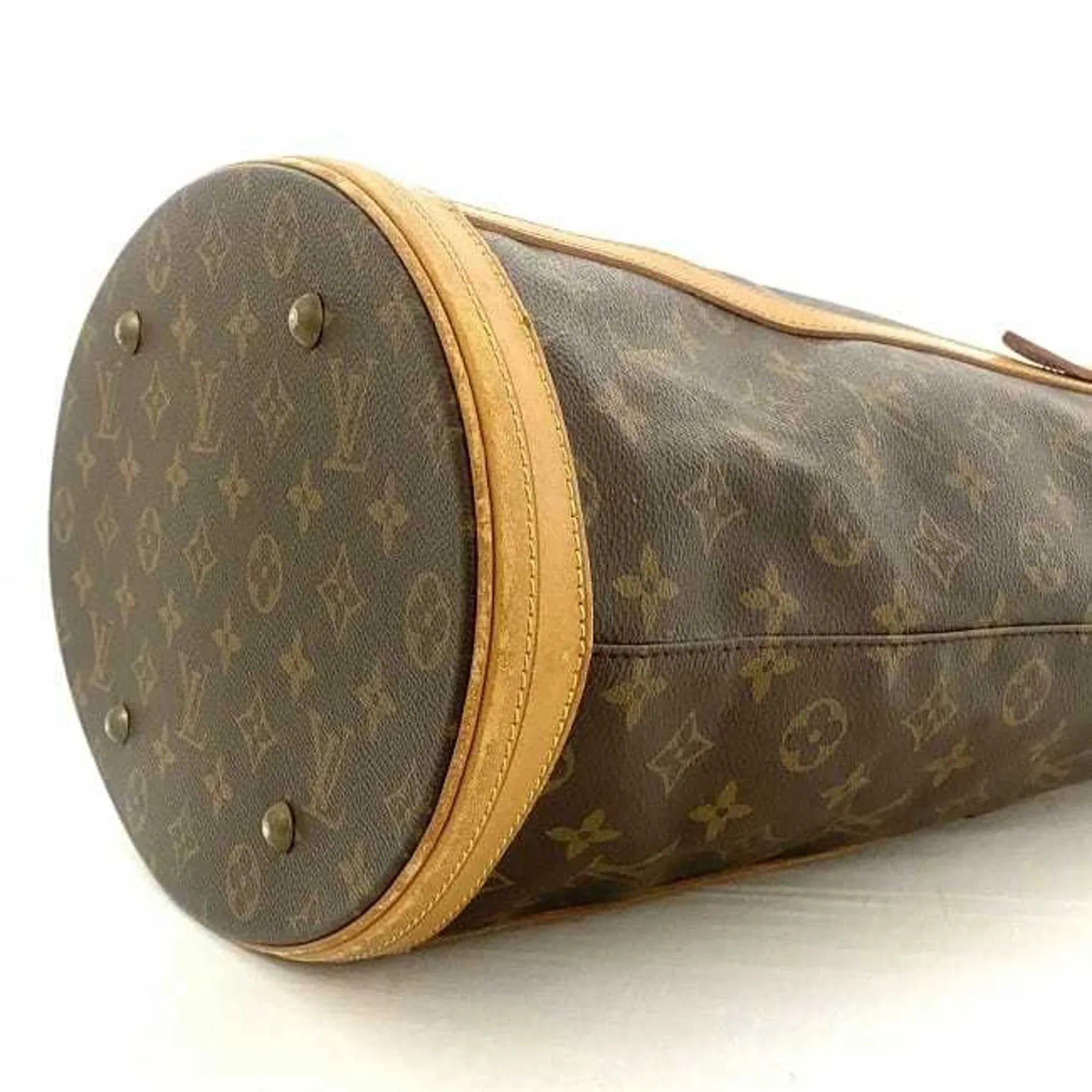 Pre-Owned Louis Vuitton Bucket  Brown Monogram  Canvas Nume Leather    Bag Women's (Fair)