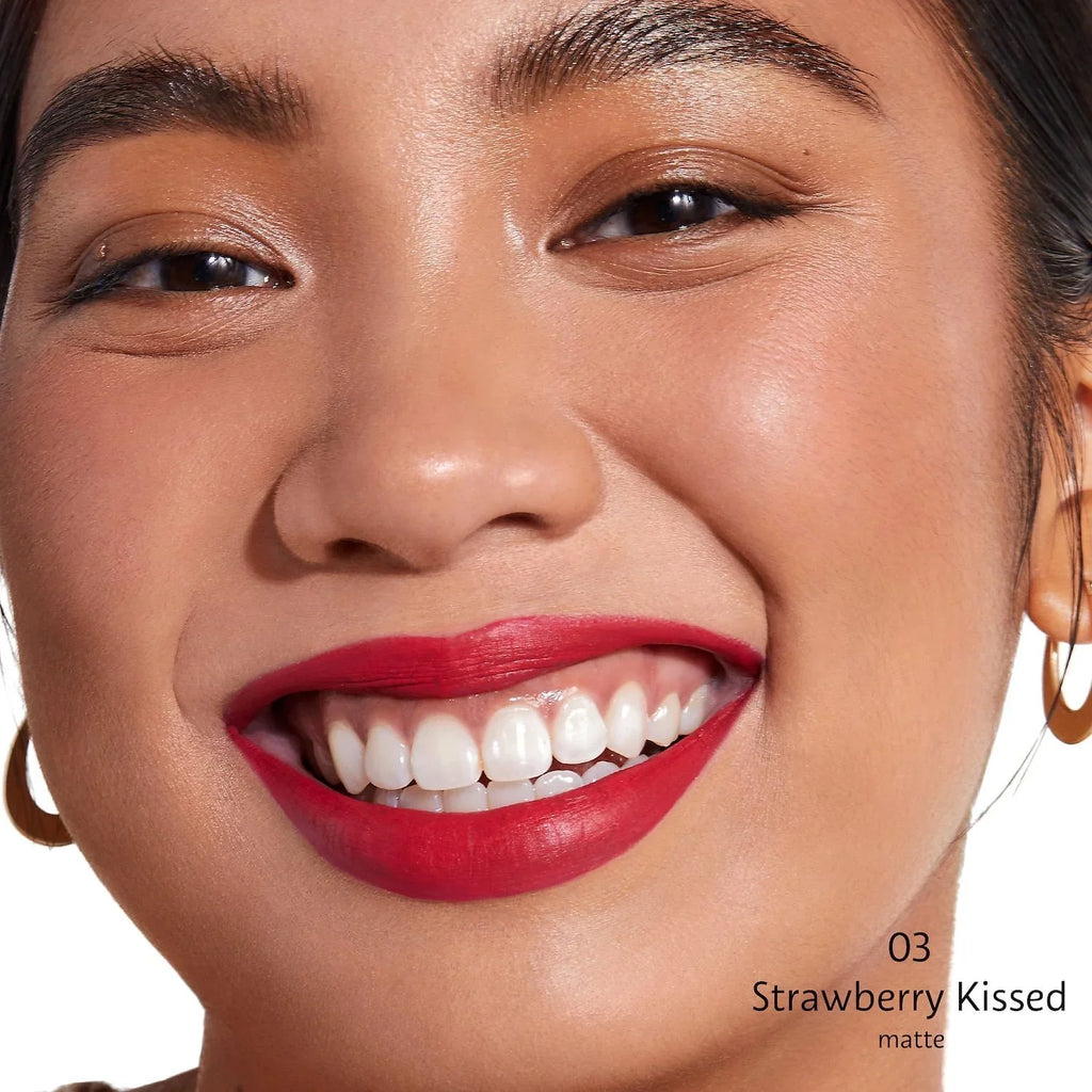 Cream Lip Stain Liquid Lipstick - 03 Strawberry Kissed - matte strawberry - 0.169 oz/5 mL