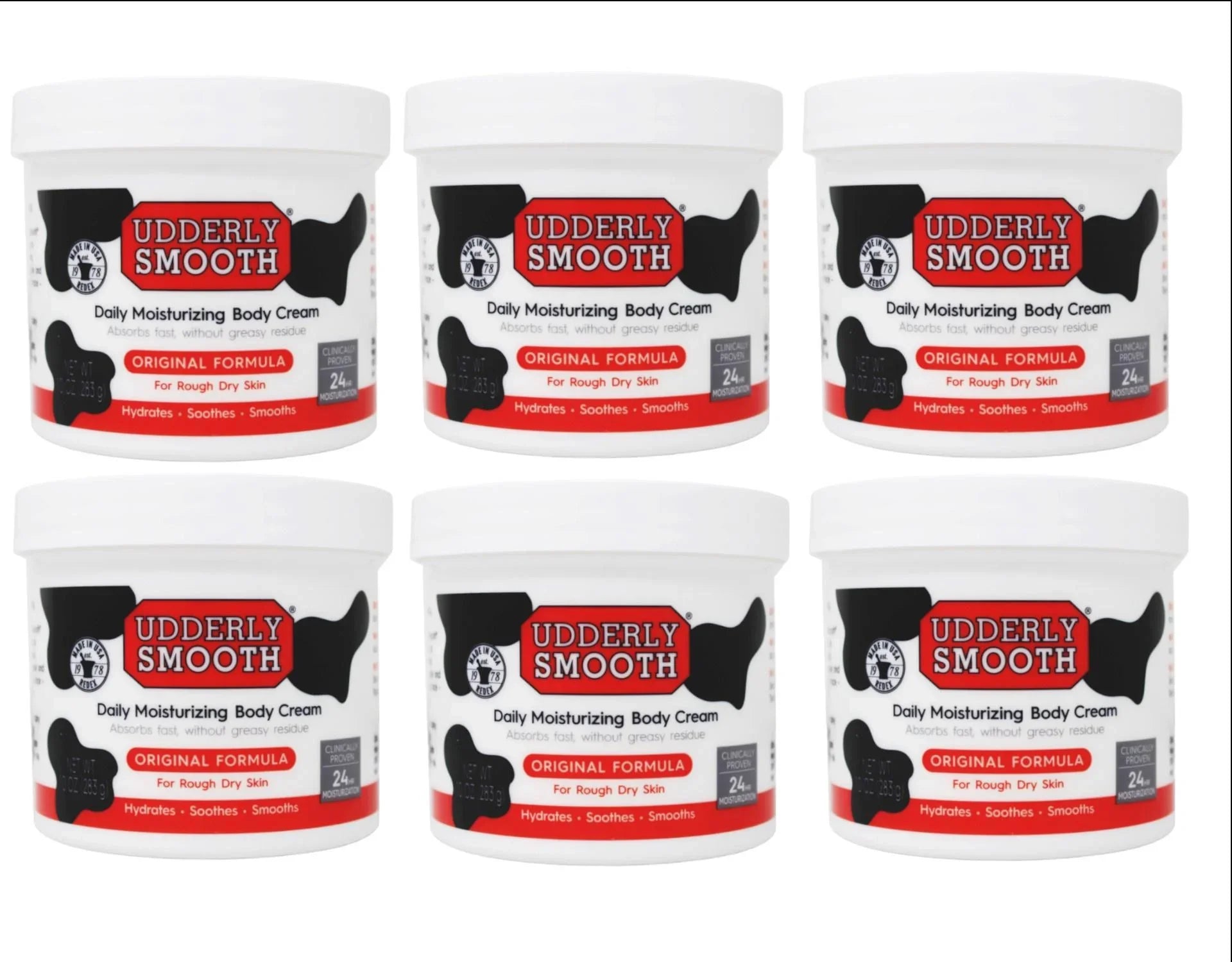 6 Pack - Udderly Smooth Body Cream Skin Moisturizer Original Formula for Rough Dry Skin, 10 Ounce