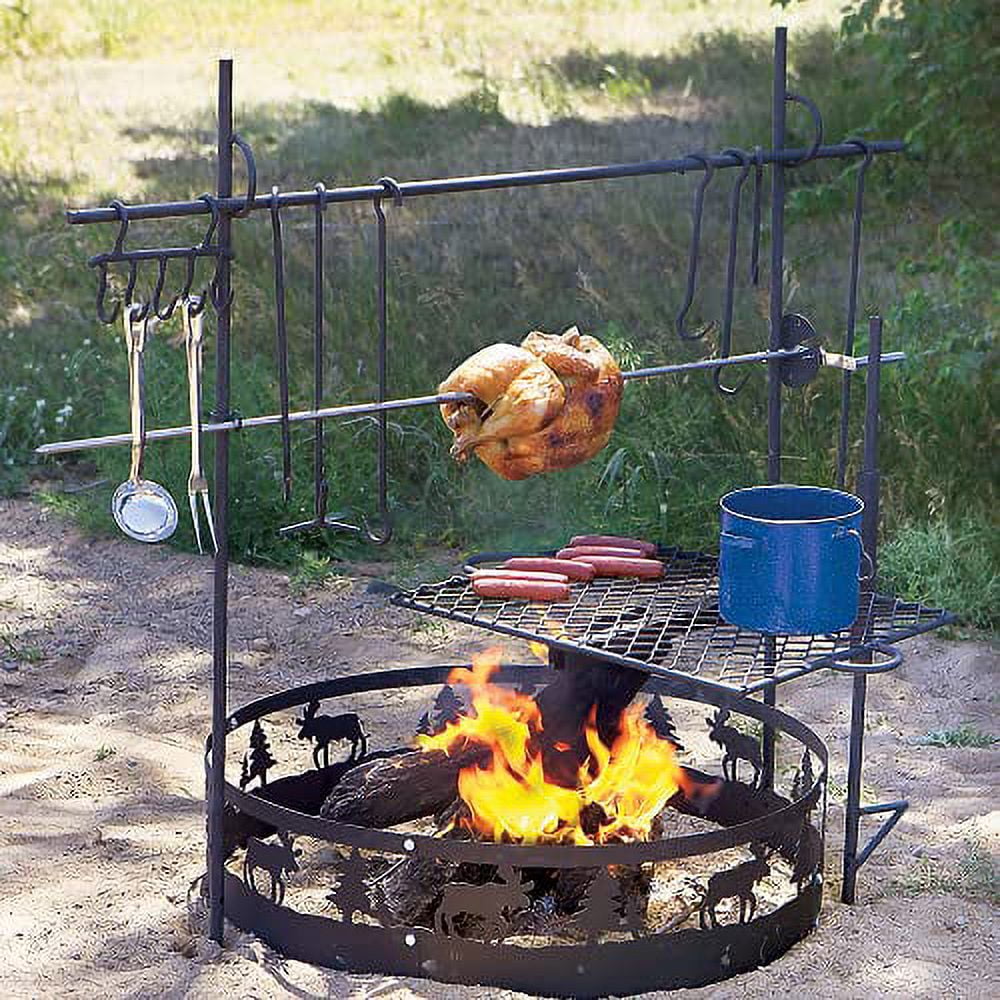 Guide Gear Campfire Grill Swivel Over Open Fire or Fire Pit, Height Adjustable w/Canvas Carry Bag