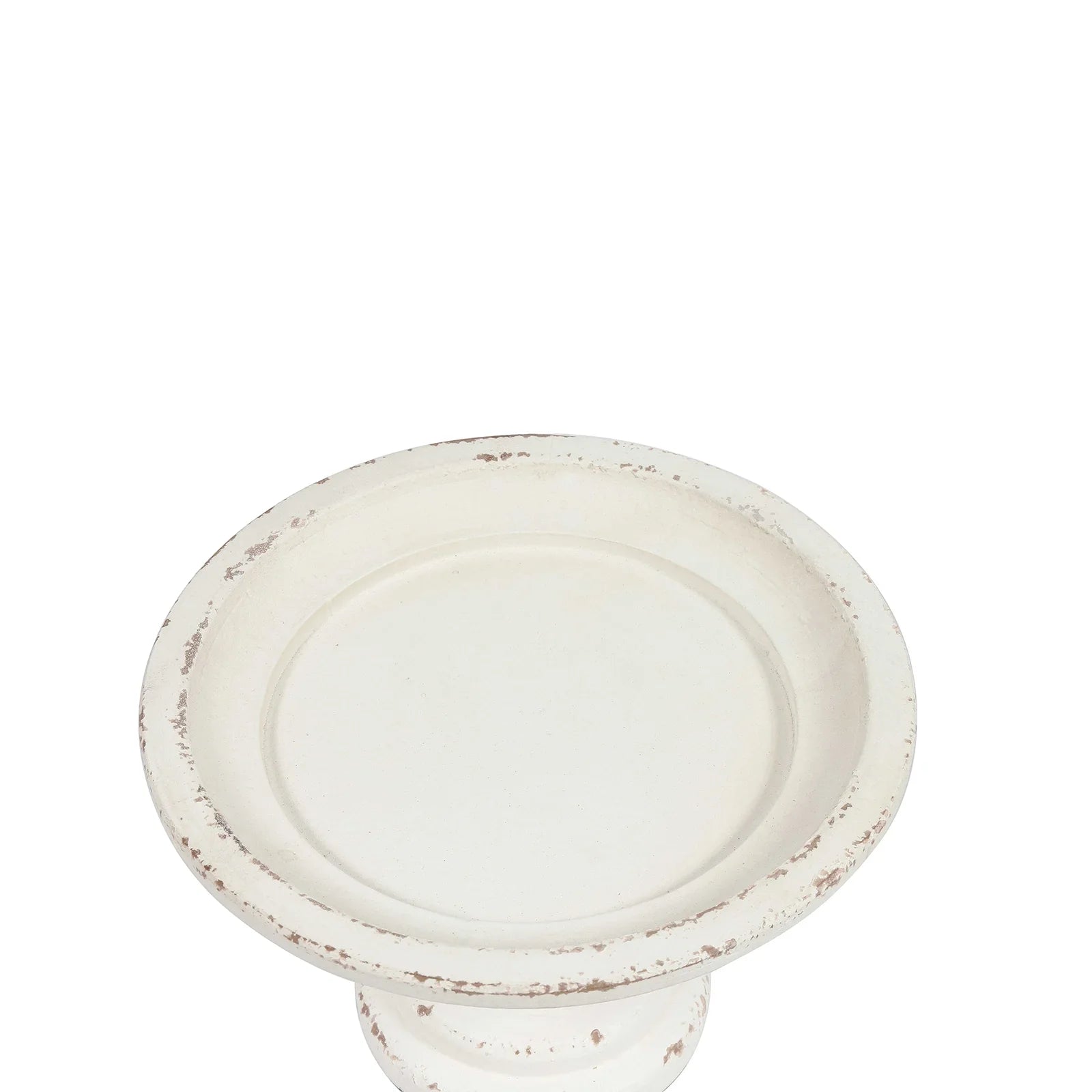 Farmhouse Wood Round Cake Stand for Table Decoration 11"x 7", Distressed Finished White