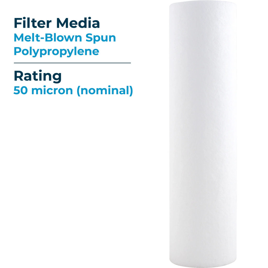 SpiroPure - 10x2.5 50 Micron Spun Melt-Blown Polypropylene Sediment Water Filter Cartridge -25-1050 (Case of 24)