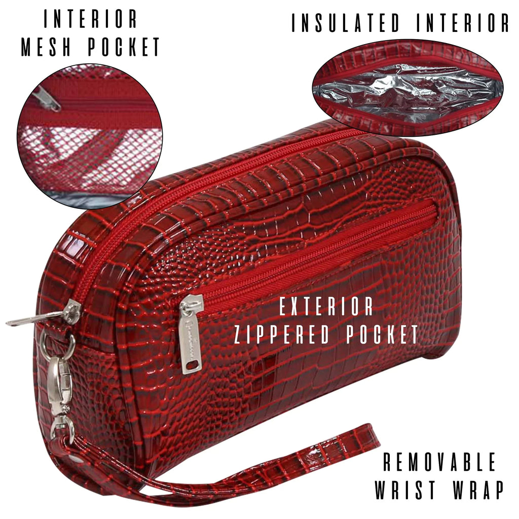 Picnic Gift 7666- Margarita-Insulated Cosmetics Bags with Removable Wristlet, Pink Reptilian