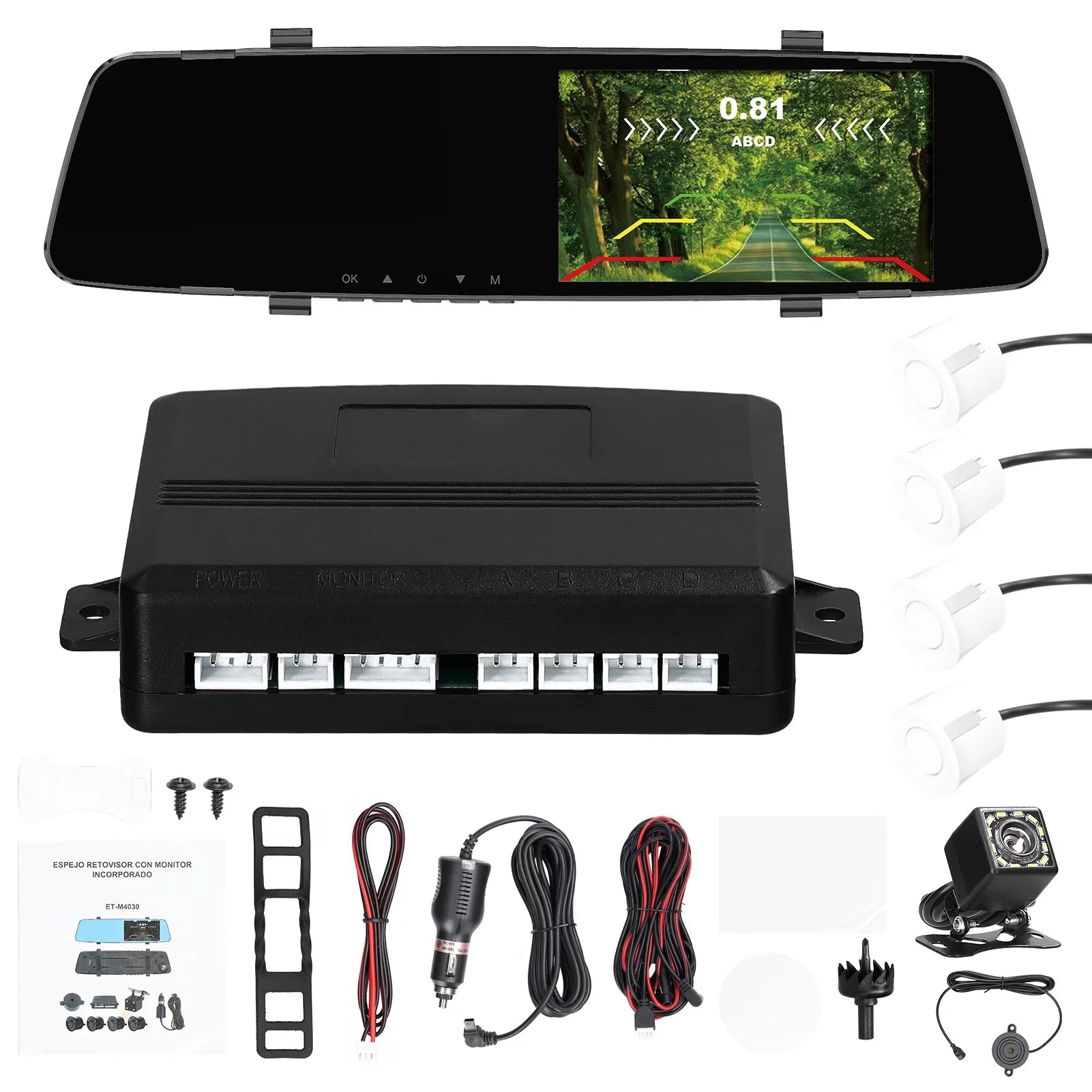 Dazzduo Dash Camera,Camera 4.3 Inch 1080P  Dash 4 Reverse Radars Rear Dual Camera Radars Rear Dual Reverse Radars Rear 4.3 Inch Screen Inch Screen Support Dash Camera Reco Dash Cam Rear
