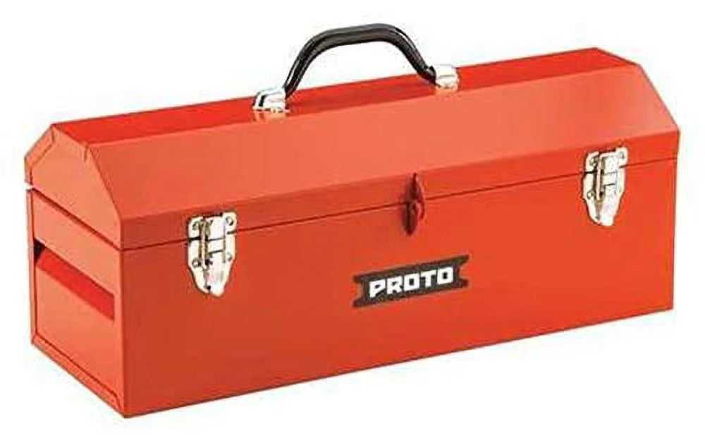 19" Steel, Safety Red Portable Tool Box, Powder Coated, 7"