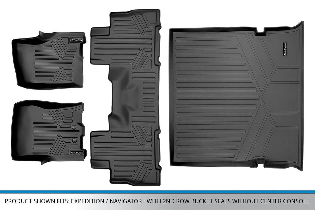 Smartliner -- Floor Mats & Cargo Liner Set with 2nd Row Bucket Seats without Center Console for 2011-2017 Ford Expedition, Black