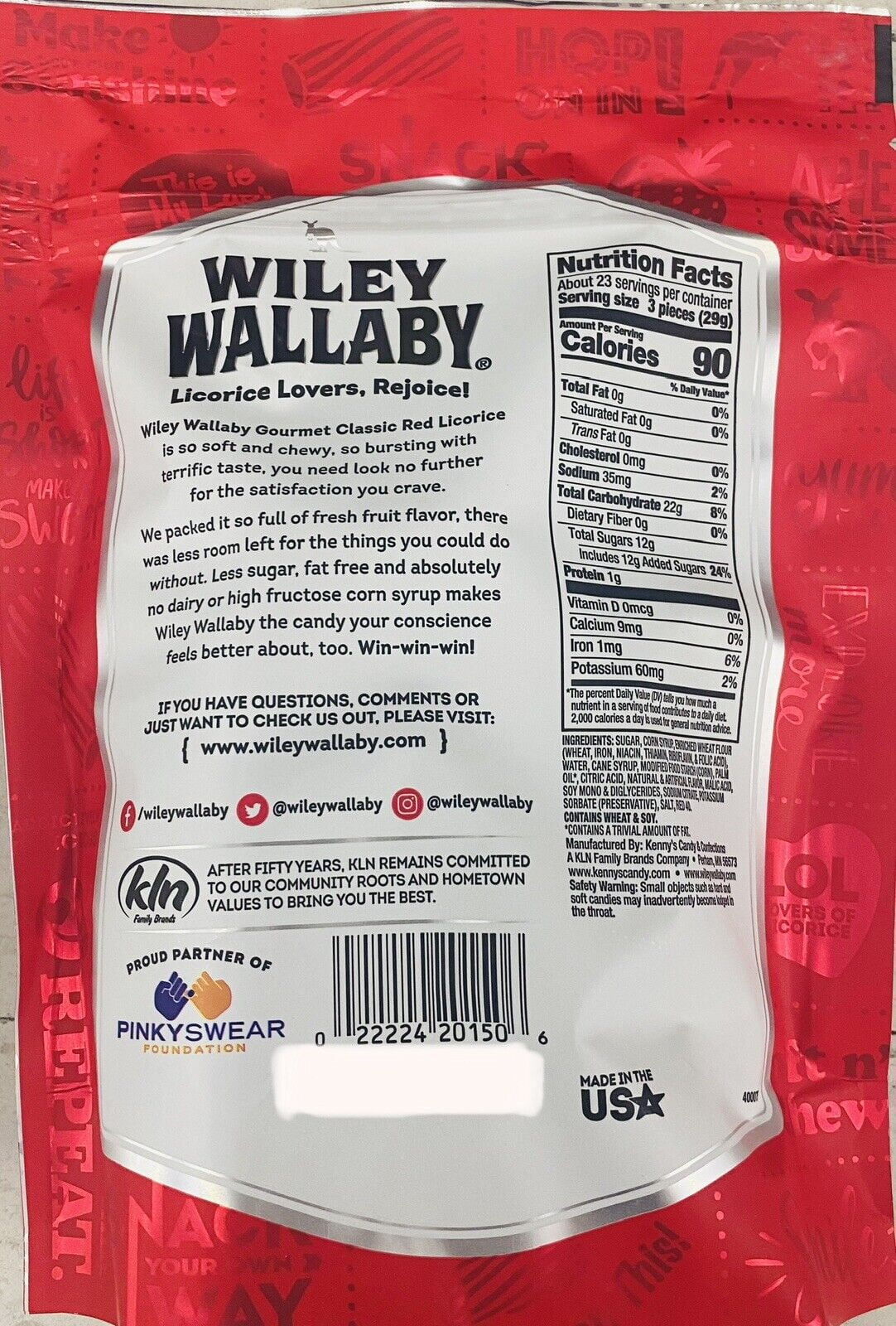 Wiley Wallaby Soft & Chewy Classic Red  Licorice 24 Oz   Bag