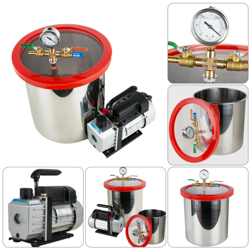 5 Gallon Vacuum Degassing Chamber Kit - Easily Remove Air Bubbles with Stainless Steel Silicone Machine and Powerful 3CFM Vacuum Pump