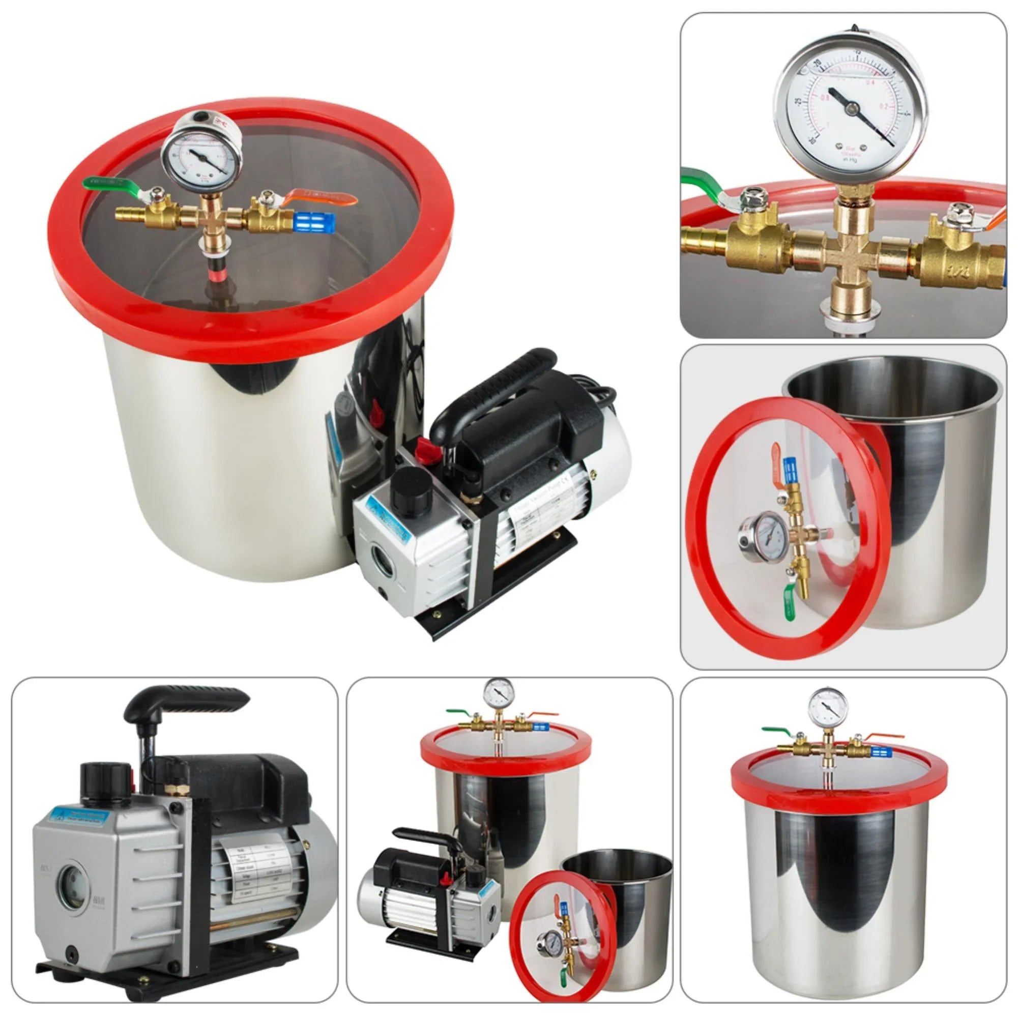 5 Gallon Vacuum Degassing Chamber Kit - Easily Remove Air Bubbles with Stainless Steel Silicone Machine and Powerful 3CFM Vacuum Pump