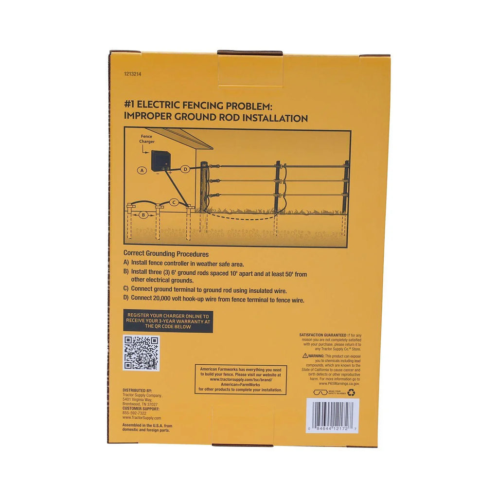 American FarmWorks 0.7 Joule 15-Mile -Powered Low Impedance Electric Fence Charger