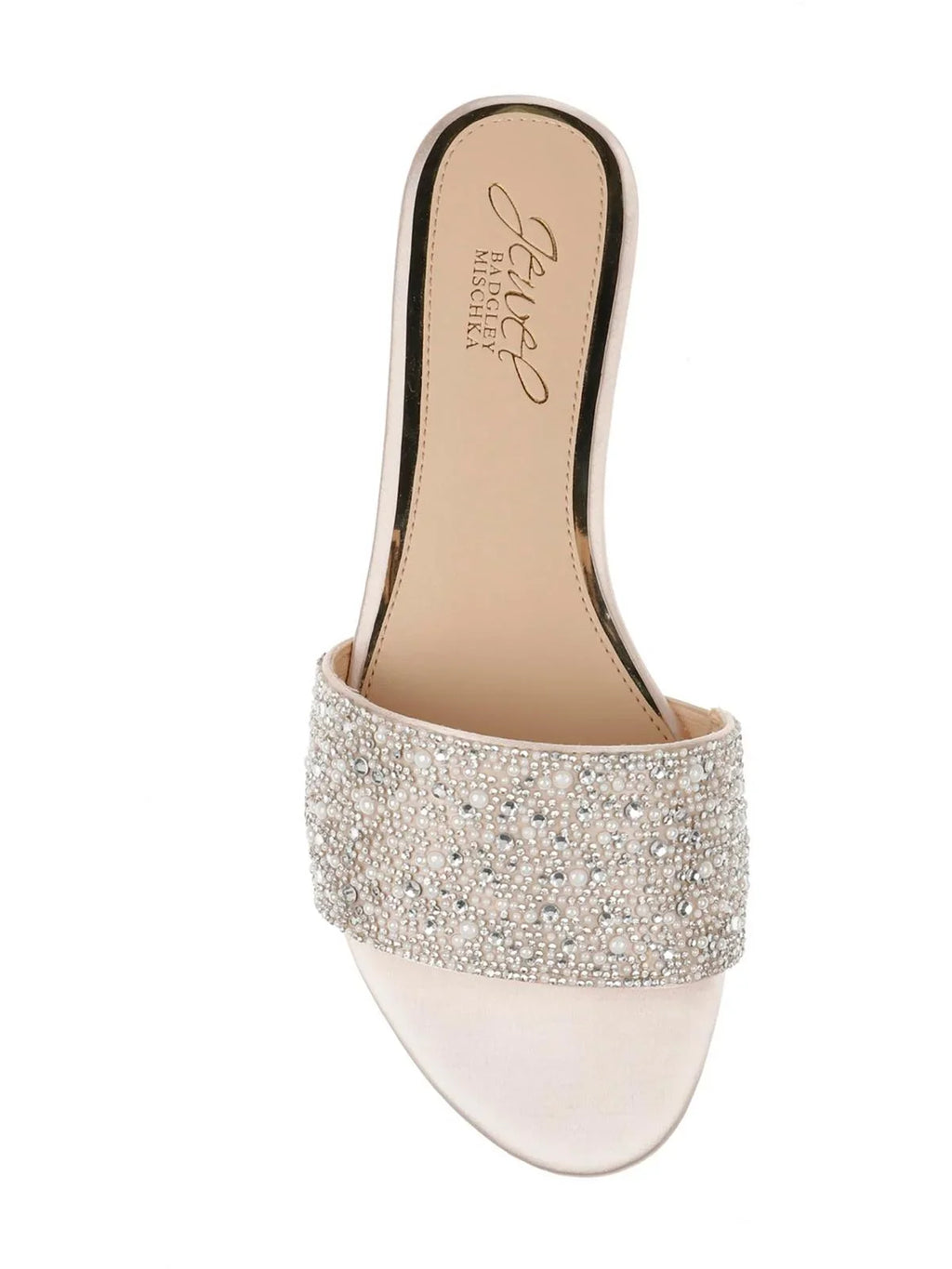 Jewel Badgley Mischka Womens Delaney Satin Embellished Slide Sandals