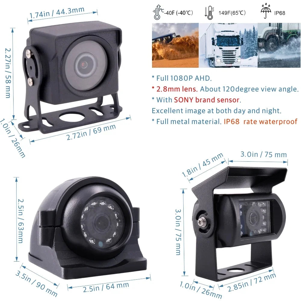 (1TB  ) 4CH  4G WiFi 1080P Vehicle Truck  Video Audio Recorder Kit Live View on /Web/ with 4pcs Side Rear View  Metal Car Camera for Fleet/