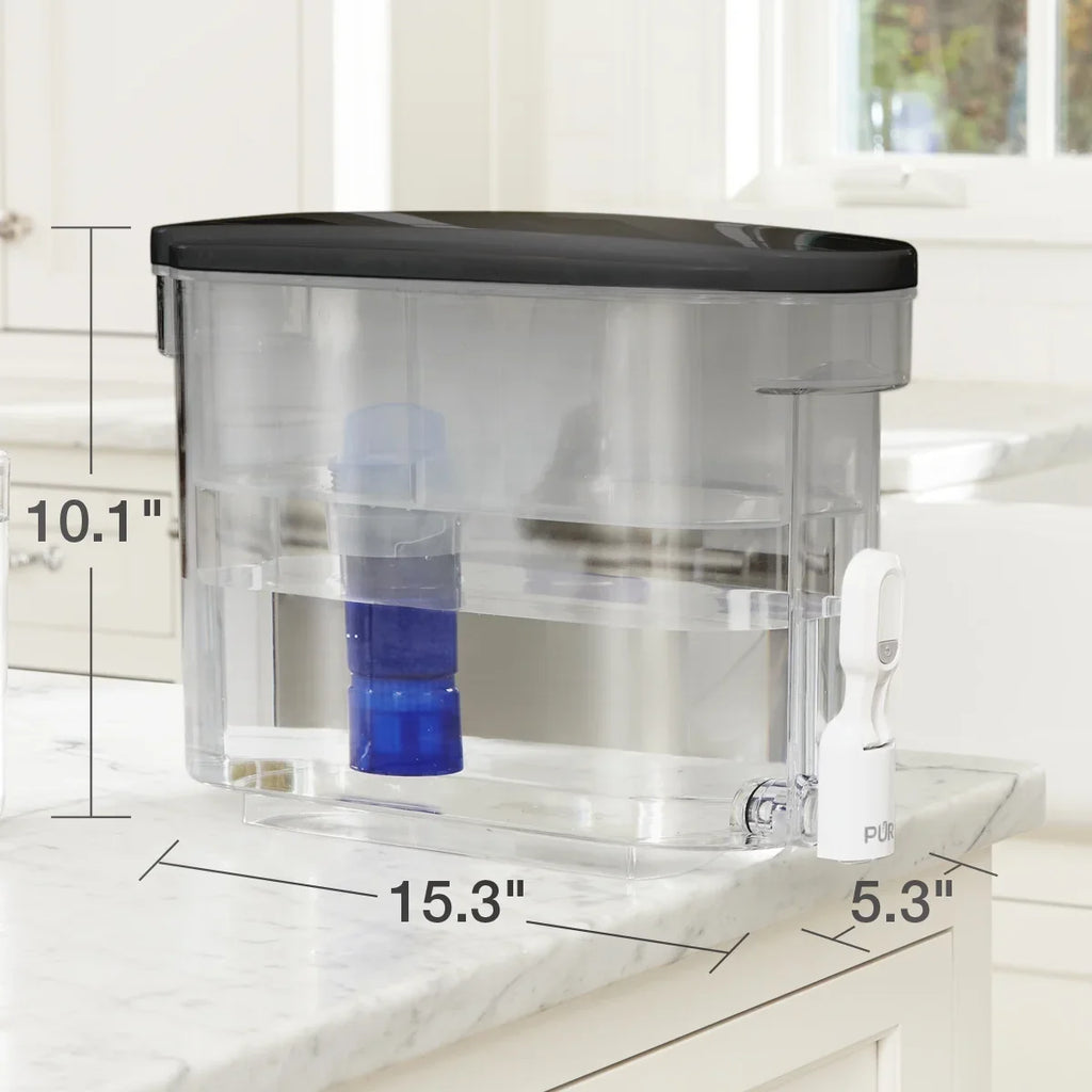 30-Cup Water Filter Dispenser System,  15.3" x  10.1" x  5.3", Smoke,