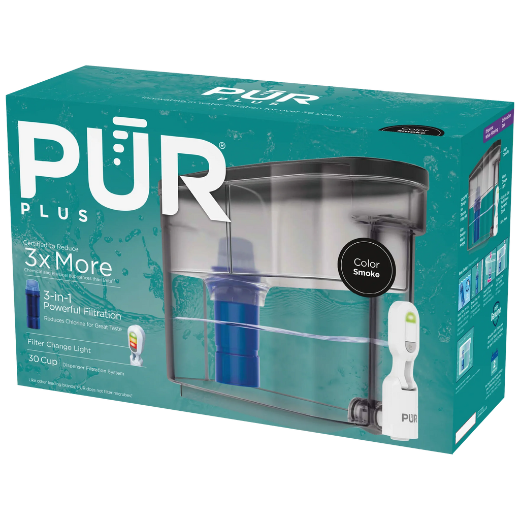 30-Cup Water Filter Dispenser System,  15.3" x  10.1" x  5.3", Smoke,