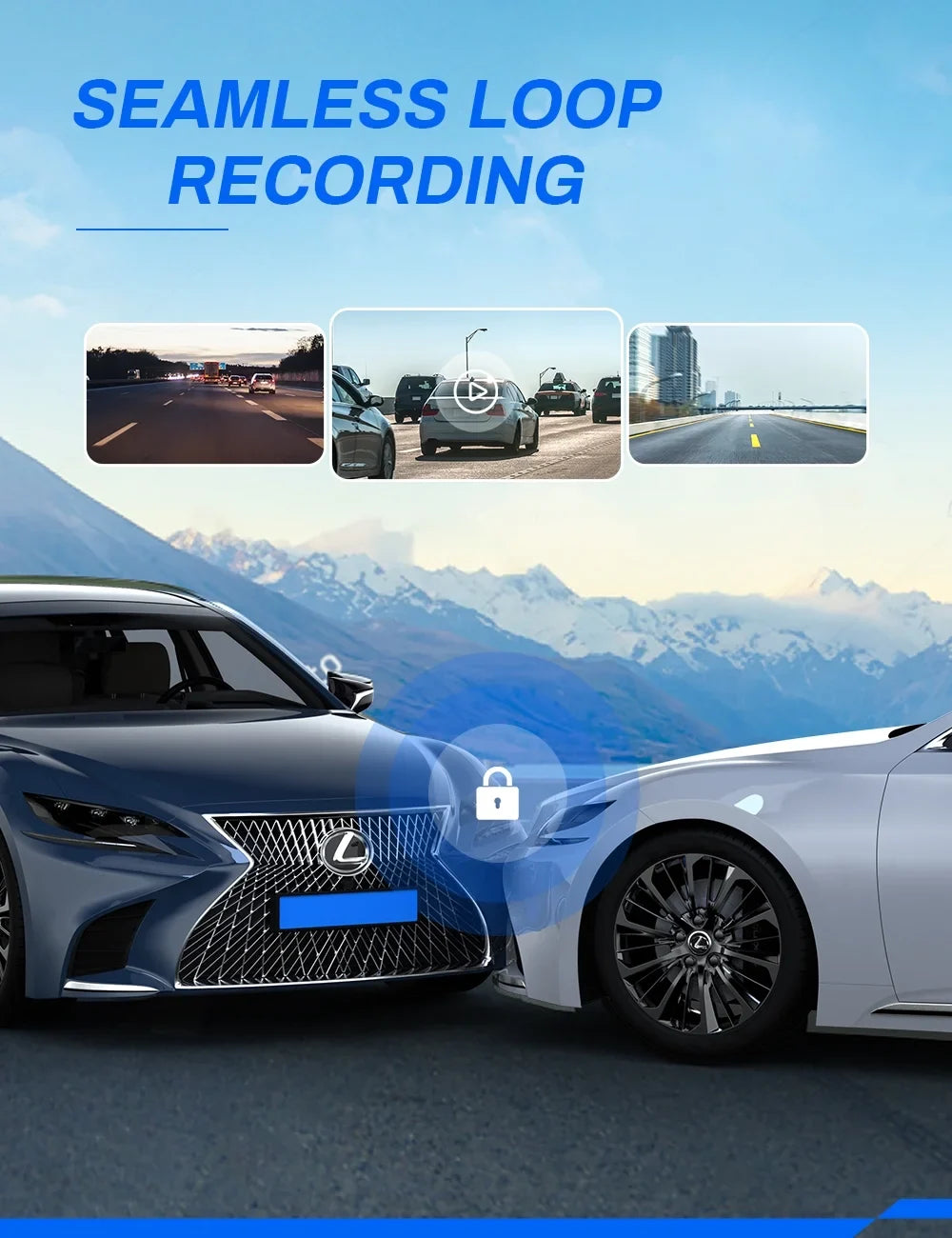 Dash Cam 1080P Full  Front and Rear 3 Inch Car Cam 170°Wide Angle Screen, Black