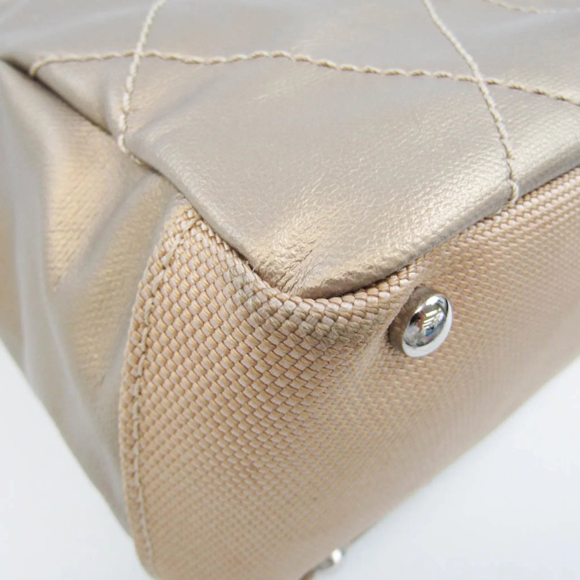 Pre-Owned Chanel Paris Biarritz   Women's Coated Canvas,Canvas Tote Bag Gold (Good)