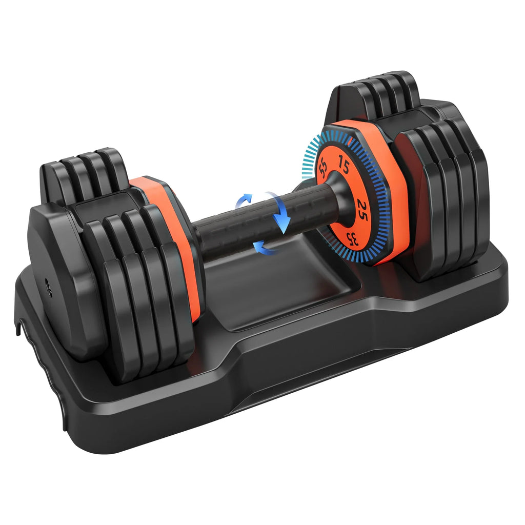 55LB 5 in 1 Single Adjustable Dumbbell,Free Dumbbell Weight Adjust with Anti-Slip Metal Handle, Ideal for Full-Body Home Gym Workouts