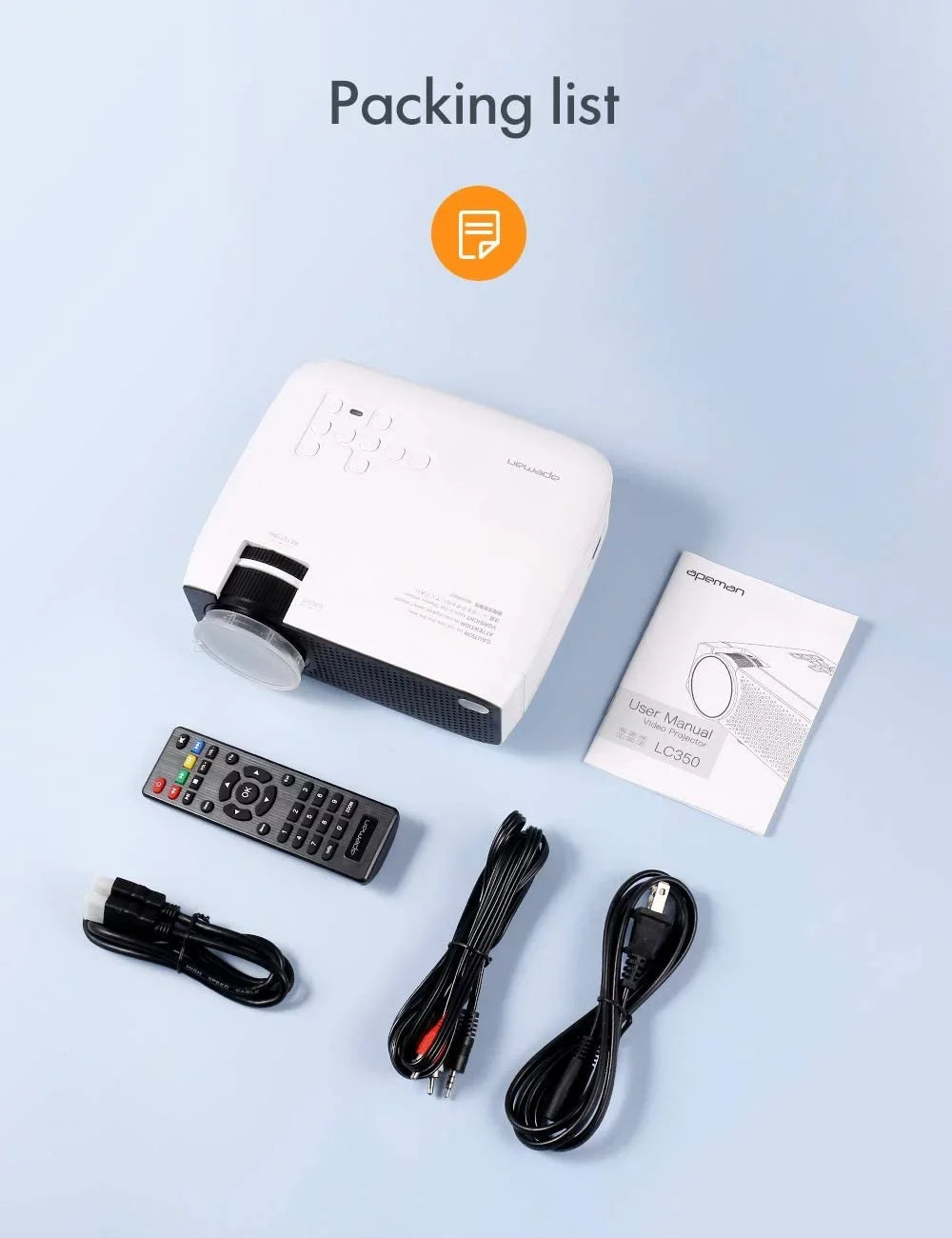 Apeman Mini Projector 1080P Supported,4500Lumens,180" Display,30,000Hrs .0, Compatible with Laptop/Smartphone