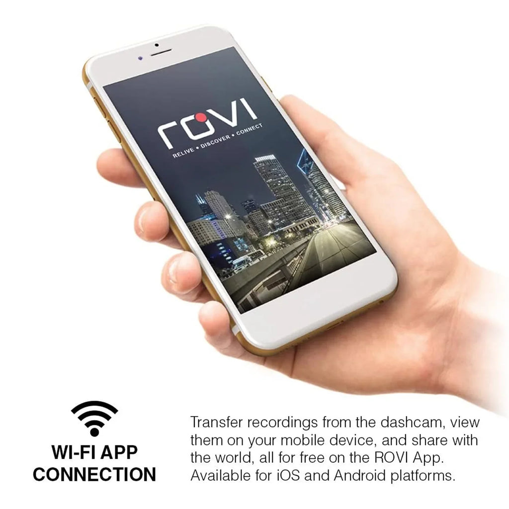 Rovi -6001 Magnetic Mount 1080p Full  High Definition Panoramic Car Dash Camera Recorder with 1.5 Inch Wide Screen Wi-Fi, , Loop Video Recording, Impact Detection and 360 Degree Rotation