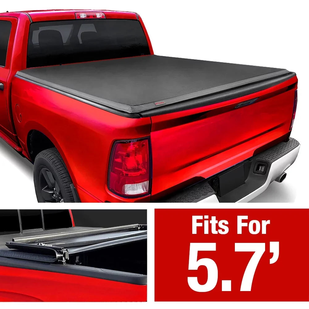 MaxMate Soft Quad-fold Truck Bed Tonneau Cover Compatible with 2009-2018 Dodge Ram 1500; 2019-2023 Classic | 5'7" (67") Bed |