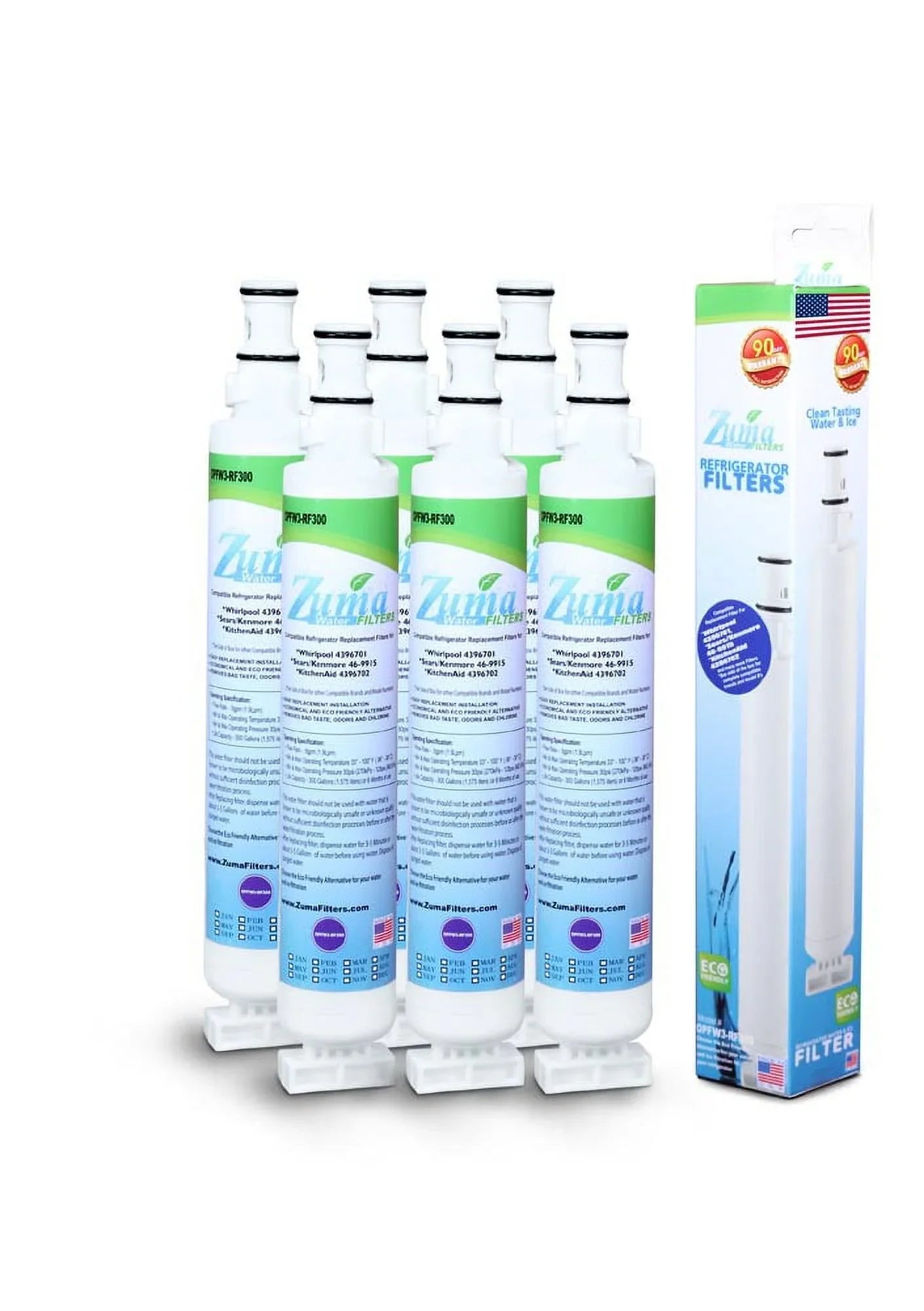 Brand , Water and Ice Filter , Model # - , Compatible with Whirlpool®  - 6 Pack - Made in ...