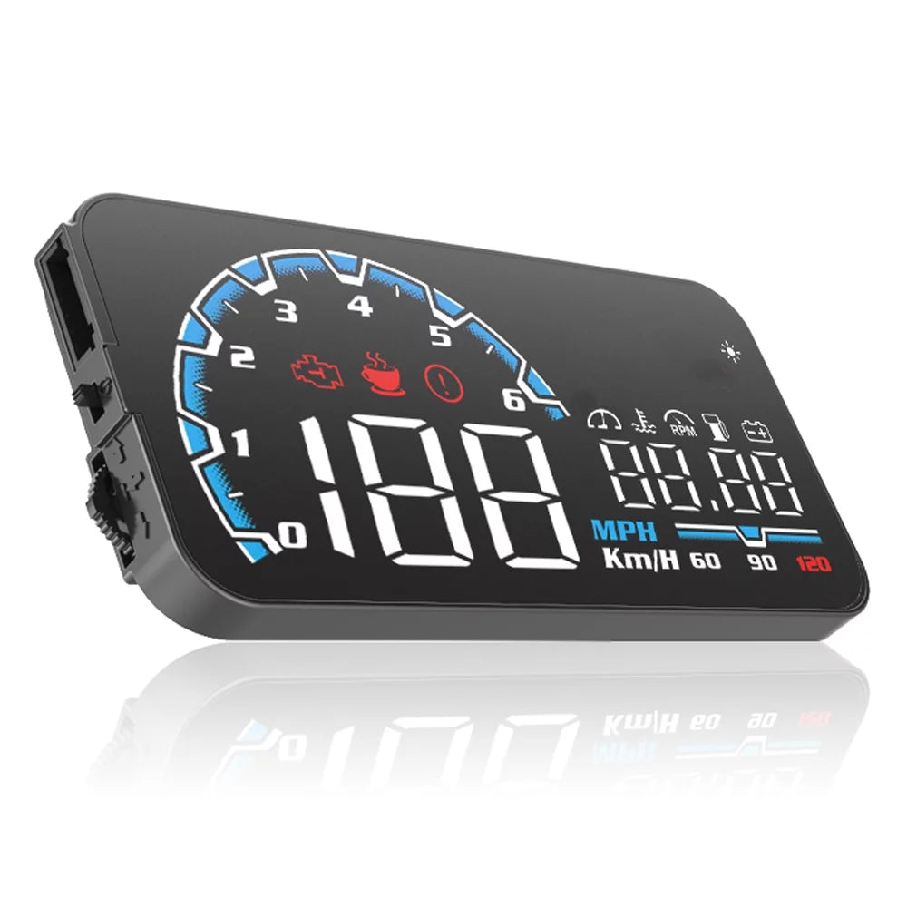 Apexeon Car Head Up Projector, Digital Speedometer Display with Voltage and Oil Consumption , Water Temperature Gauge, Total Driving Time ， Optimize Your Driving Performance