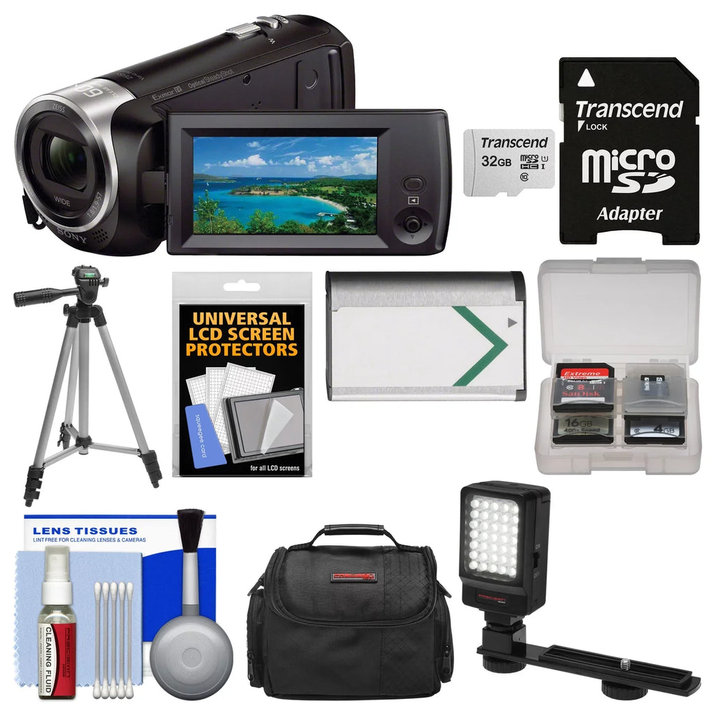 Sony Handycam - 1080p  Video Camera Camcorder with 32GB Card + Case +  Light + Battery + Tripod + Kit