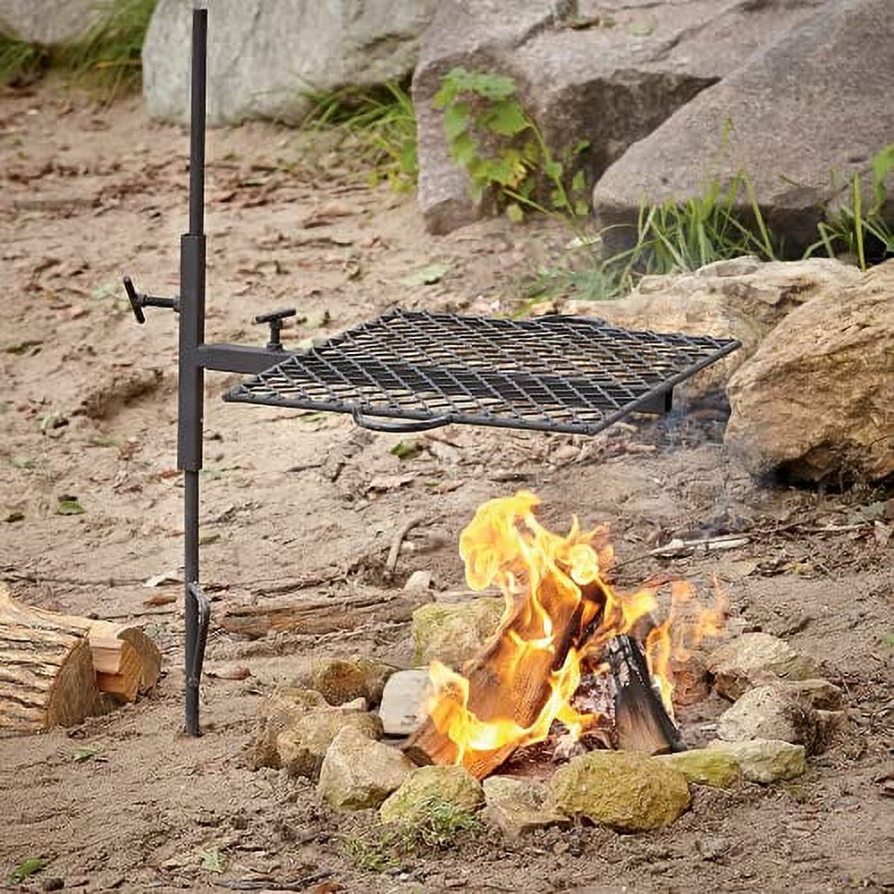 Guide Gear Campfire Grill Swivel Over Open Fire or Fire Pit, Height Adjustable w/Canvas Carry Bag