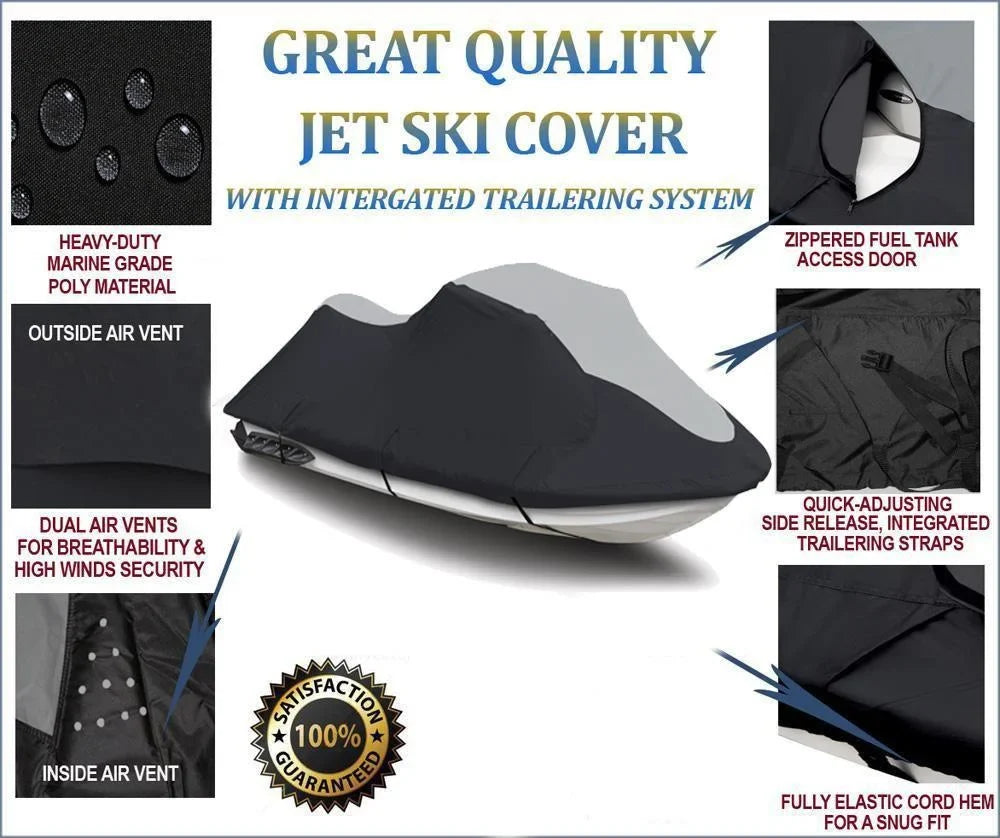 '-      Cover Compatible for  WaveRunner Sport -110 2005 2006 Jet Ski Watercraft Cover Black/Grey