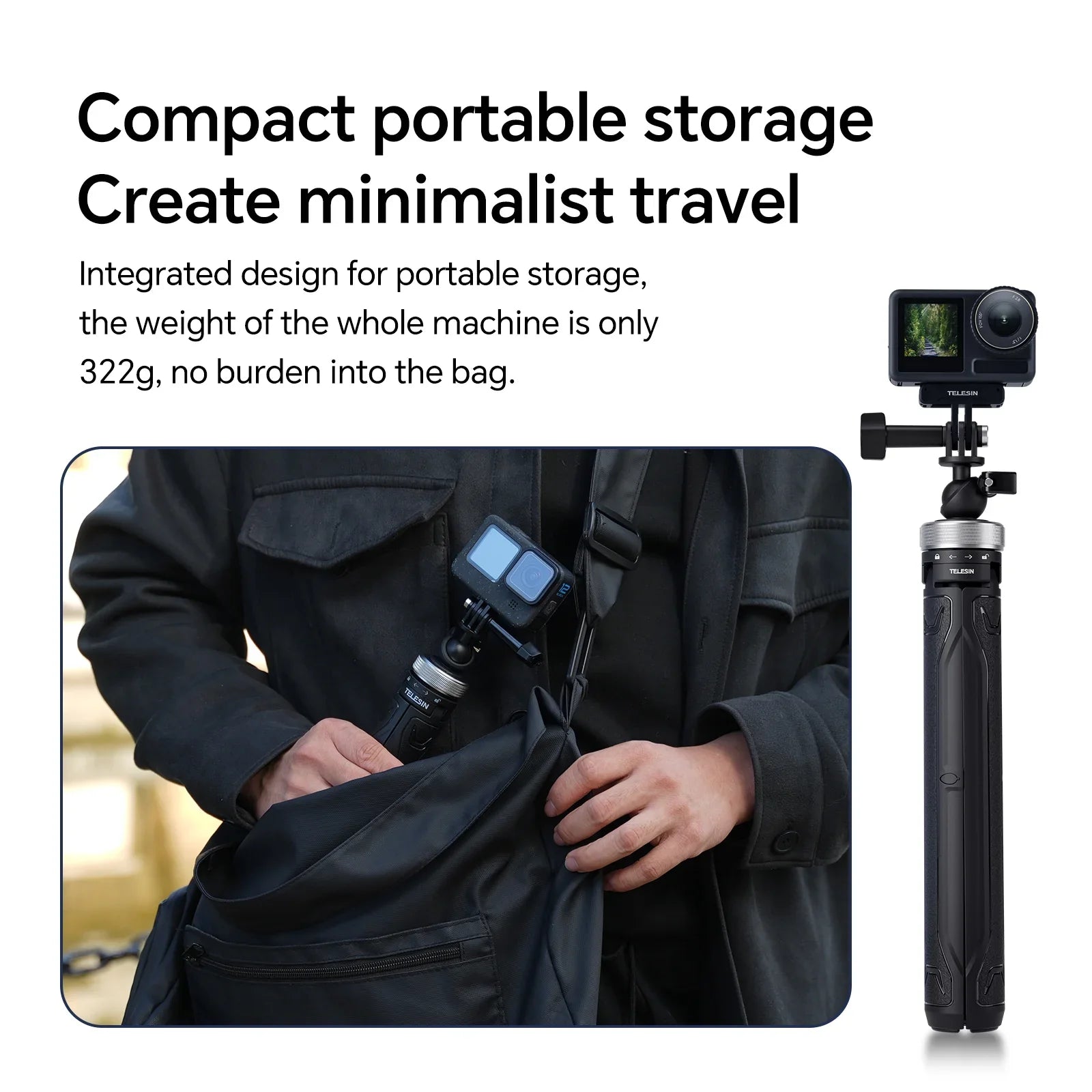 360° Rotation 1.5M Selfie Stick Foldable Tripod For GoPro Hero 12 11 10 9 8 7 6 5 Insta360  Osmo Action Selfie Stick