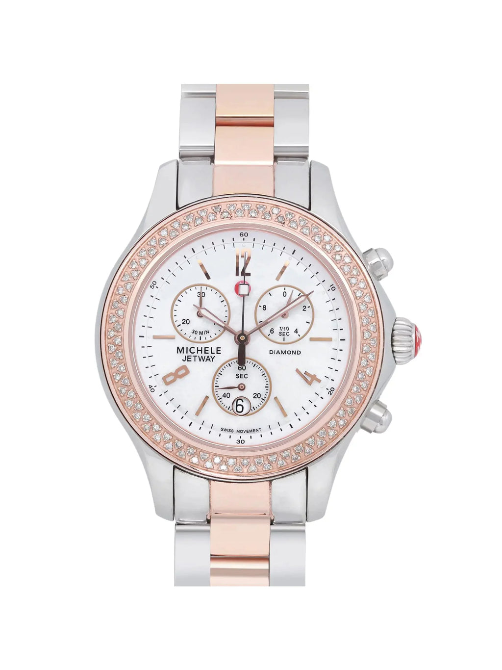 Michele Jetway 40mm Steel 0.50cttw Diamond Quartz Ladies Watch