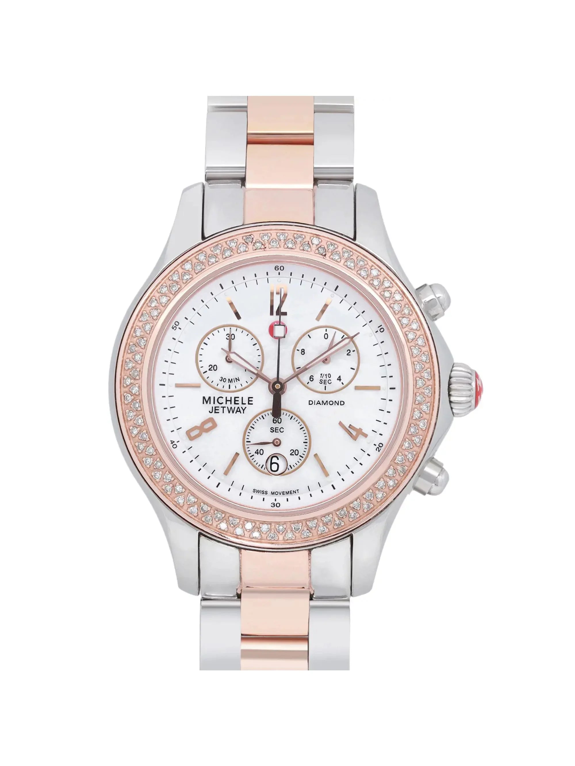 Michele Jetway 40mm Steel 0.50cttw Diamond Quartz Ladies Watch