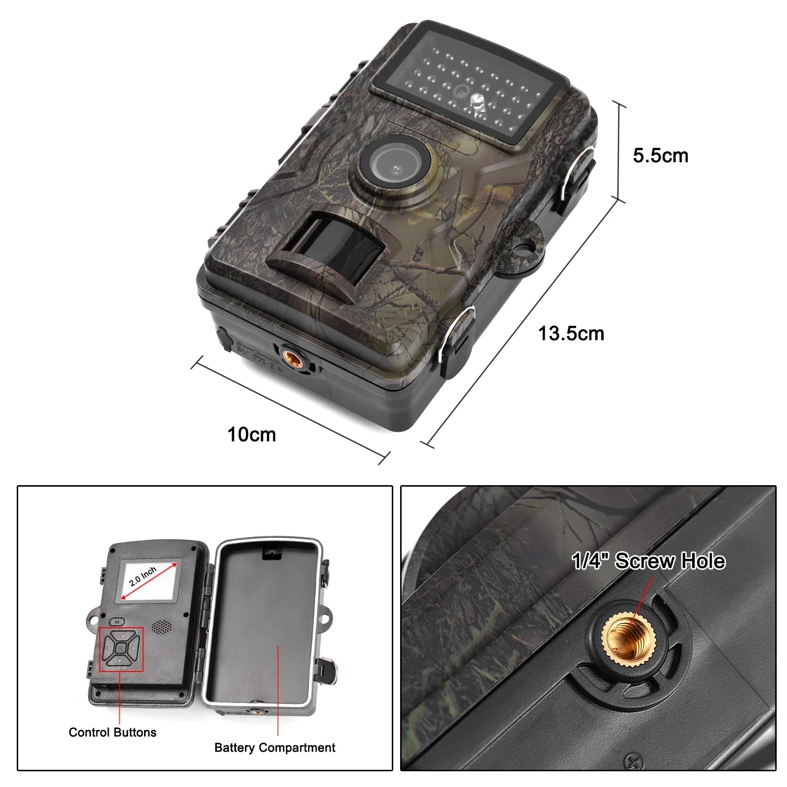 1080P Trail 16MP Wildlife Tracking with 2.0 Inch  Color Screen 0.8s Trigger Time Supports Infrared Night Vision Motion Activated  Waterproof