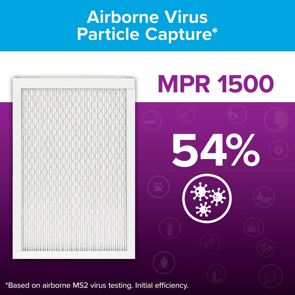 Filtrete by 3M, 20x22x1,  12, Advanced Allergen Reduction  Furnace Air Filter, Captures Allergens, Bacteria, Viruses, 1500 , 4 Filters
