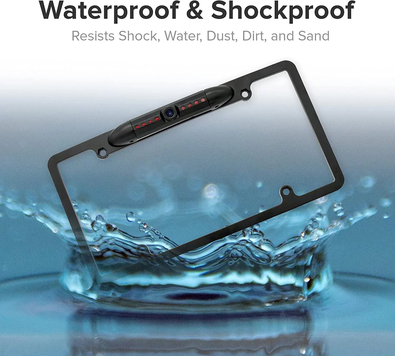 Backup Camera Rearview License Plate Frame for   Black