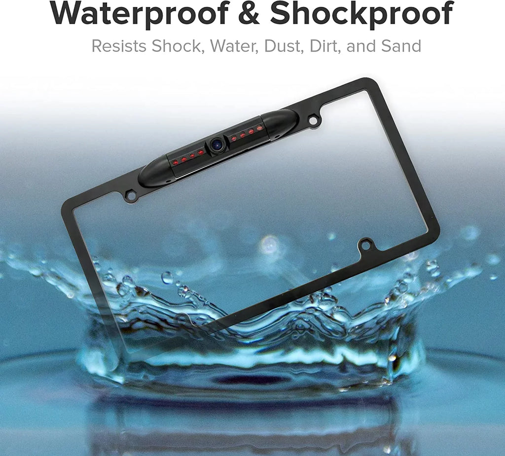 Backup Camera Rearview License Plate Frame for   - Black