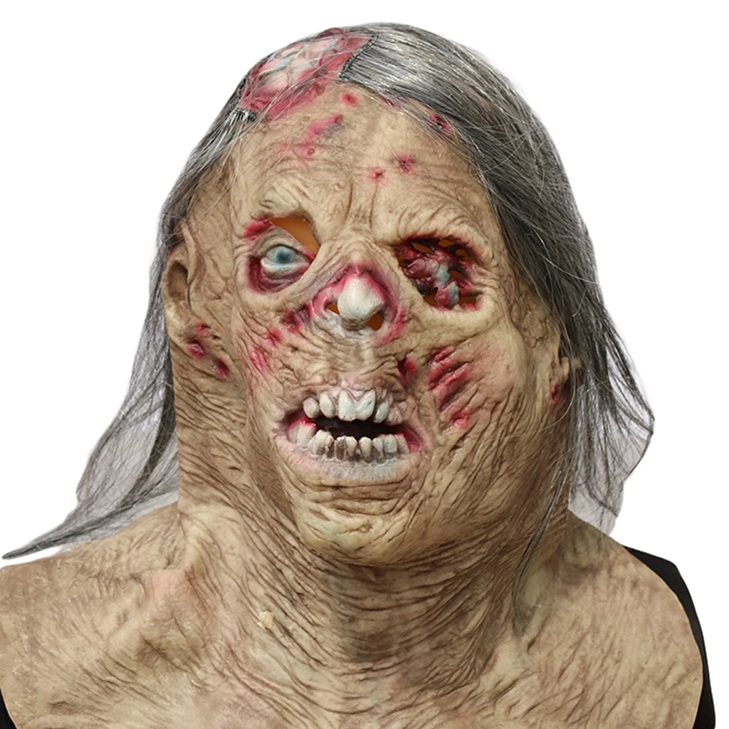 One opening Halloween Full Head Protector Injured Eye Face Zombie Headgear Realistic Breathable Scary Costume Props