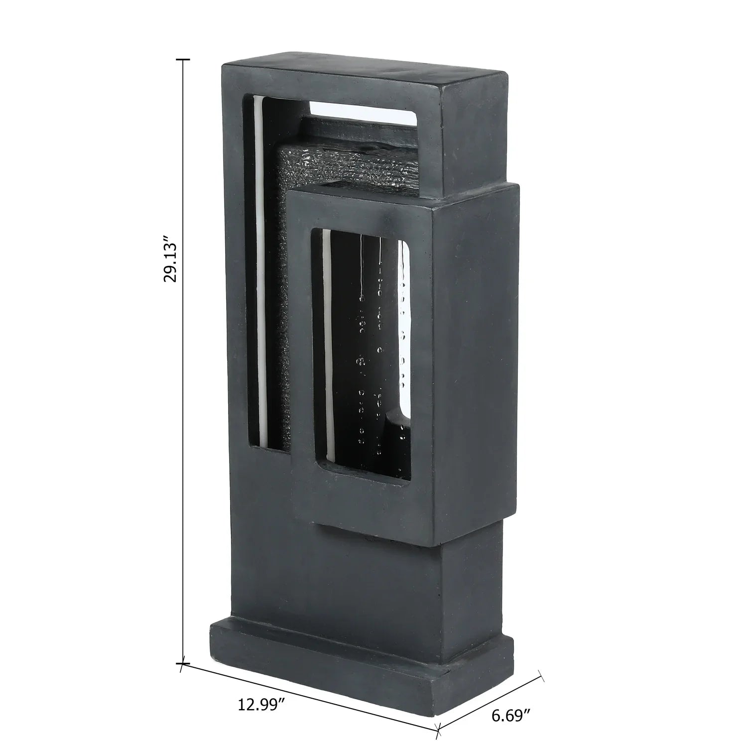 HomeStock Victorian Vintage Gray Resin Column Raining Outdoor Fountain With Led Light