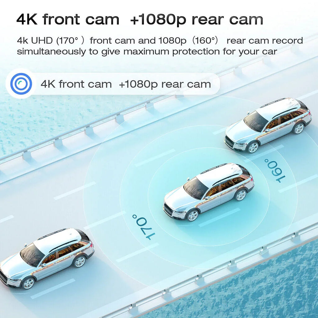 Ele-mall 4K Car Mirror Dash Cam 12" Dual Camera Front and Rear Backup Camera Super Night Vision, Parking Monitoring, Reversing Assistance
