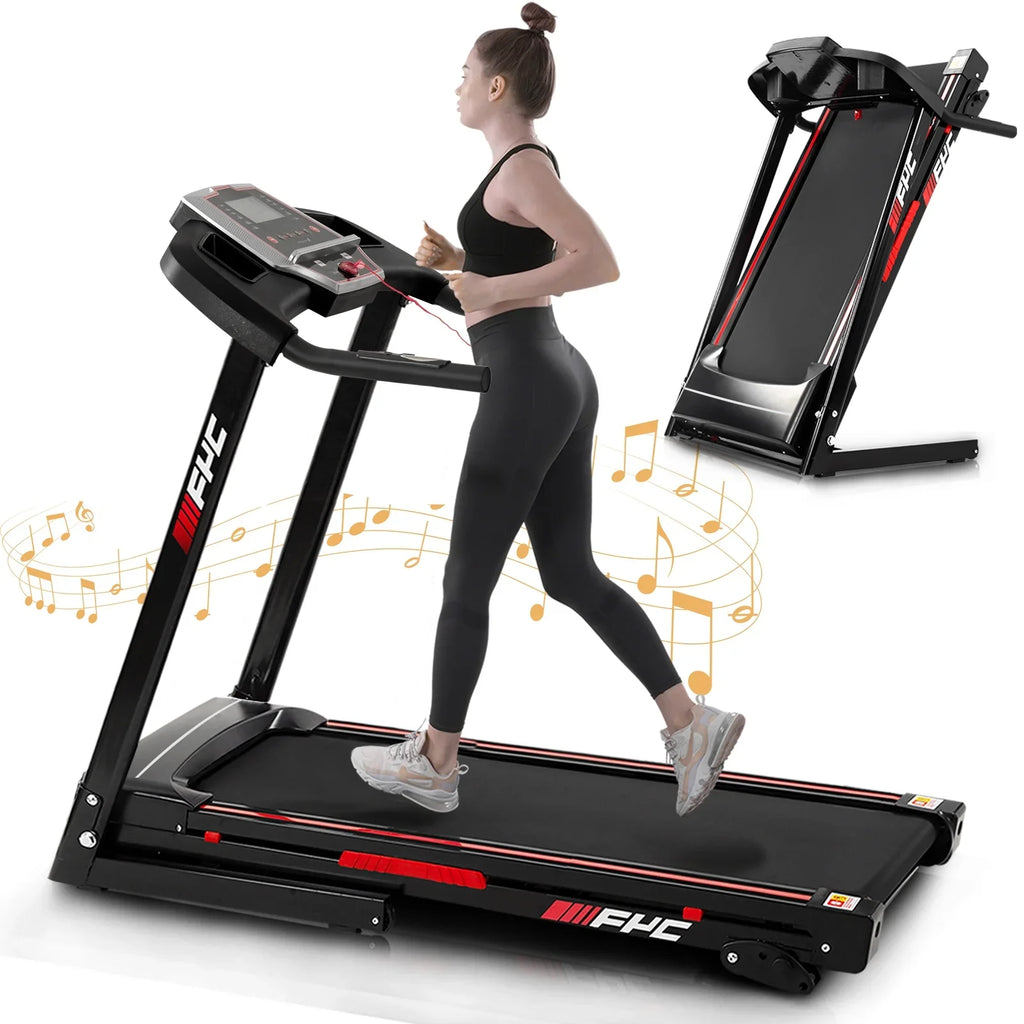 Pouseayar Folding Treadmills for Home - 3.5HP Portable Foldable with Incline, Black