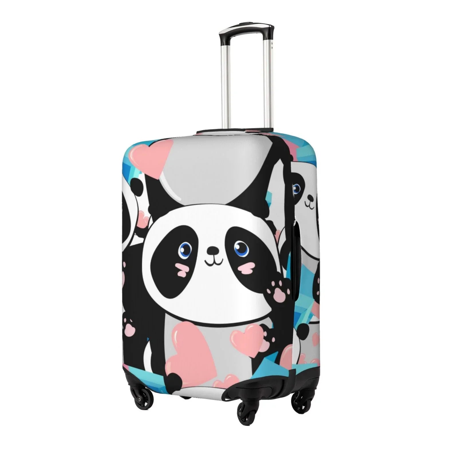 Haiem Panda Cute Pink Hearts Luggage Cover,Durable, Washable Suitcase Protector With Anti-Scratch Technology - Keep Your Luggage Looking New Medium