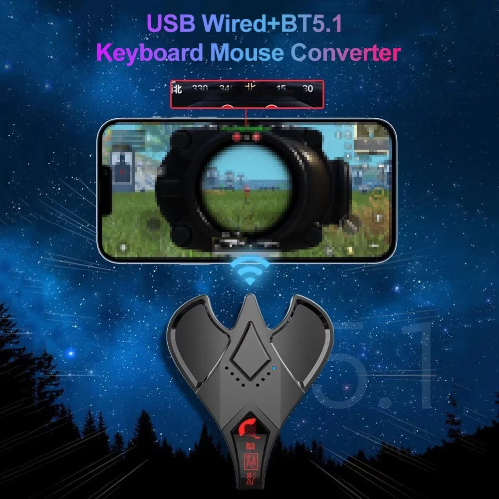 Lixada Game Keyboard Mouse Converter Dual-mode  Wired .1 Adapter Fast 18W  Charging for Mobile Gaming