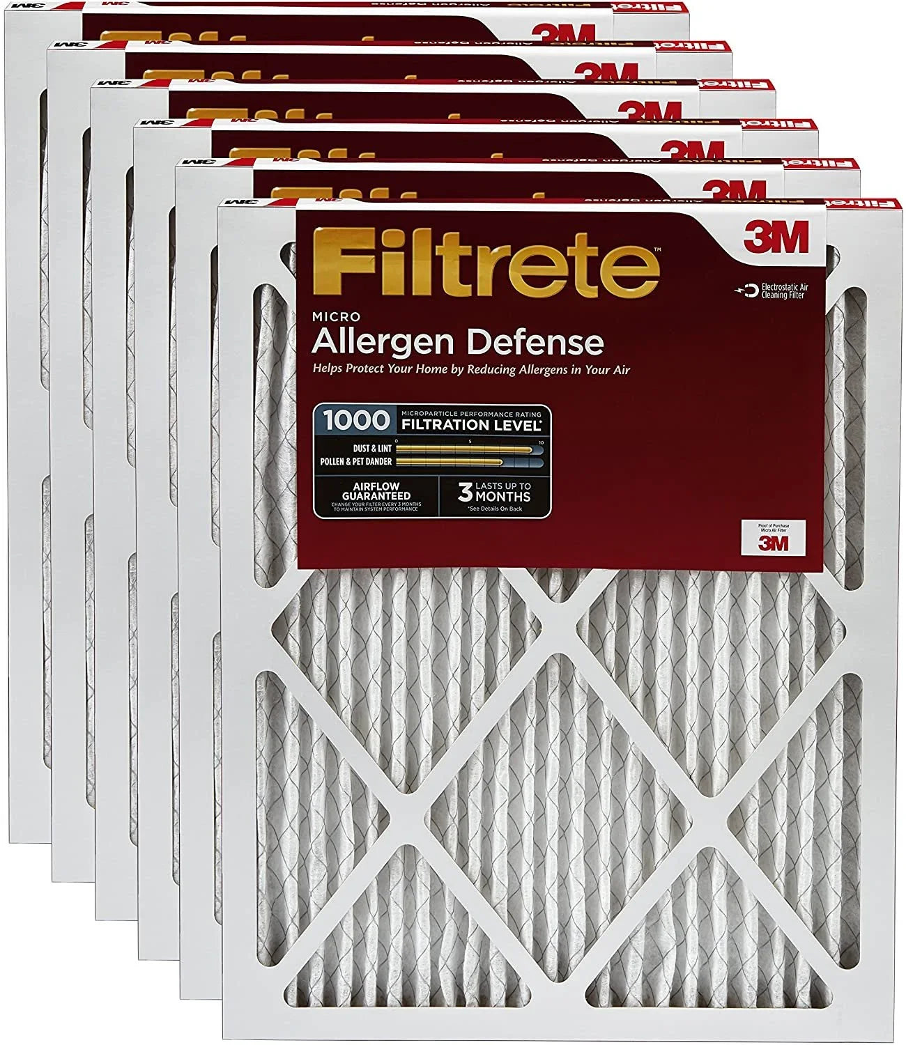 Filtrete -6PK-2E  Furnace Air Filter,  1000, 20 x 24 x 1 Pack of 6, 6 Count