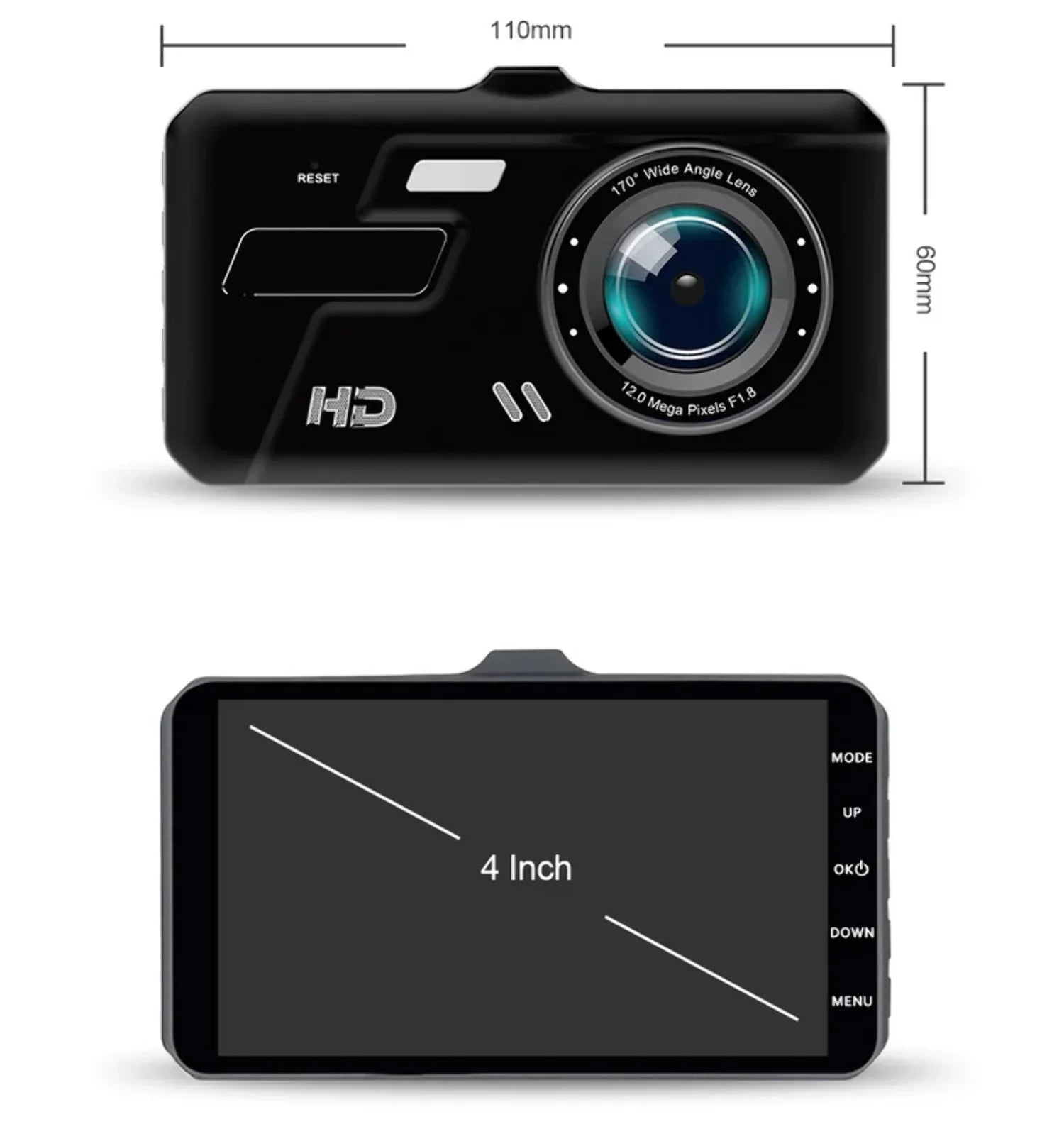 Dash Cam 4  Car  Driving Recorder Dual Lens Camera 1080P Vehicle Video