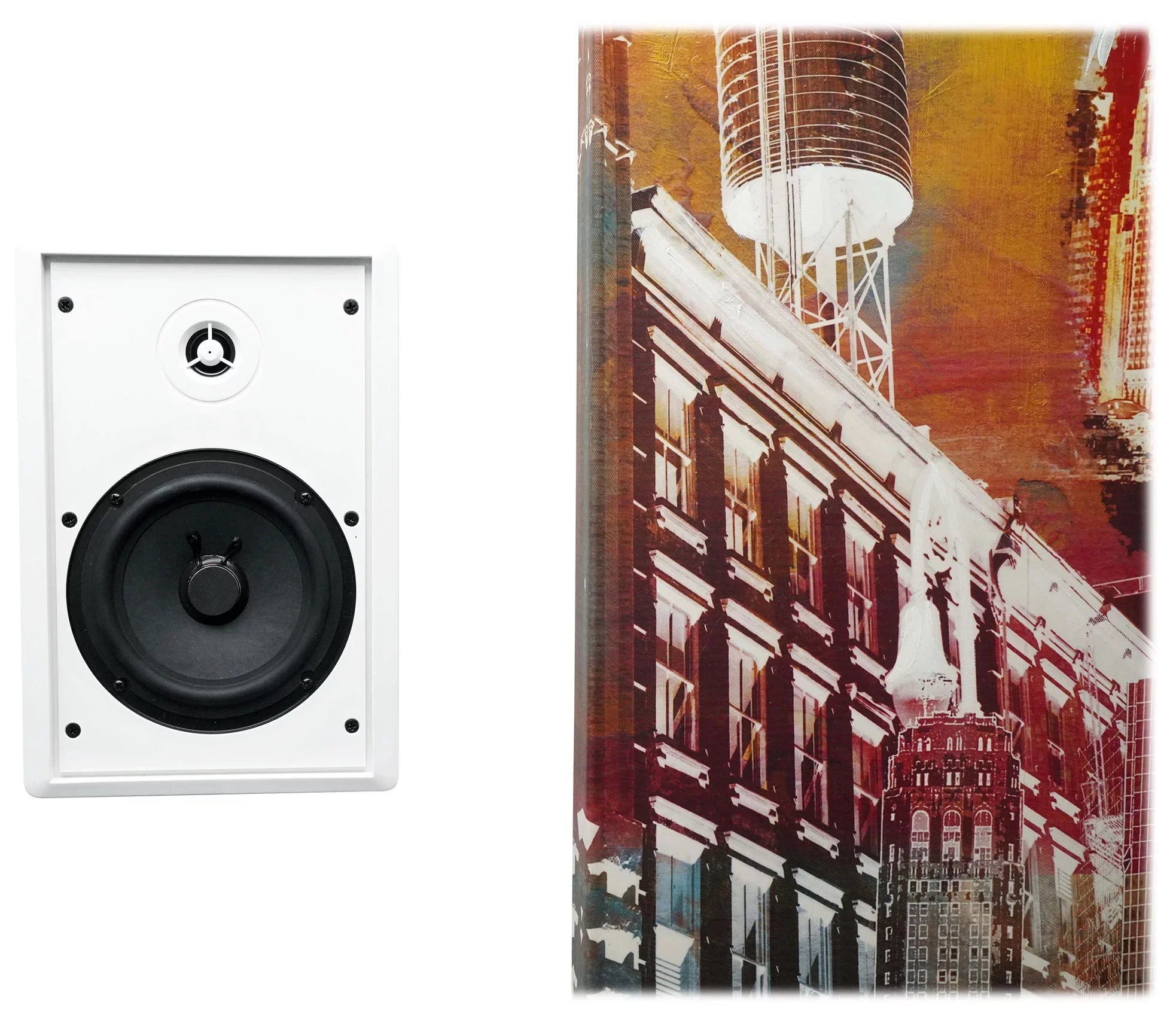 2-Channel Amplifier+(12) Slim White Wall Speakers for Restaurant/Bar/Cafe