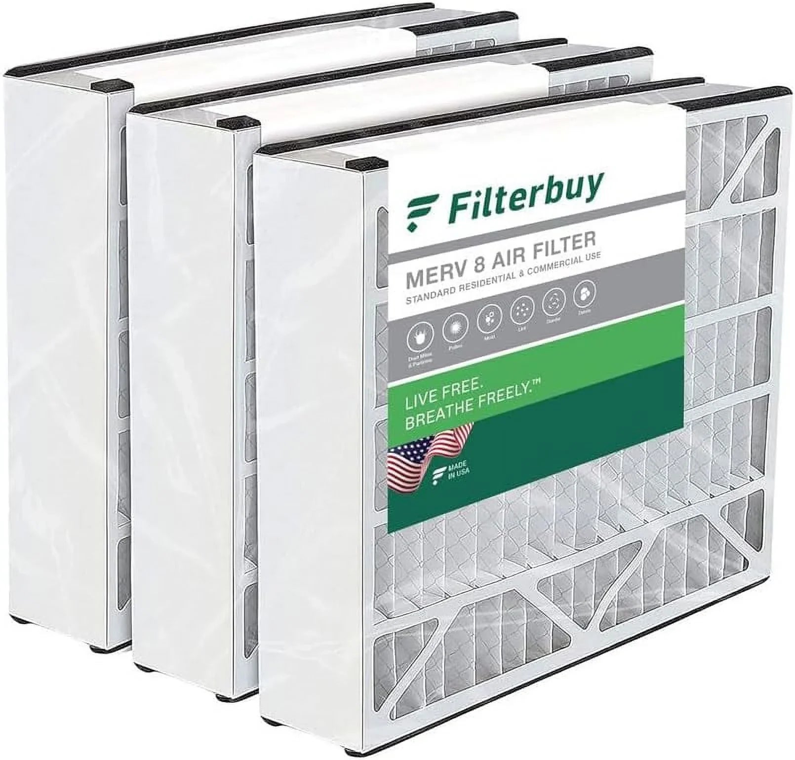Filterbuy 16x25x5  8 Pleated   Furnace Air Filters for Trion Air Bear 255649-105 (3-Pack)